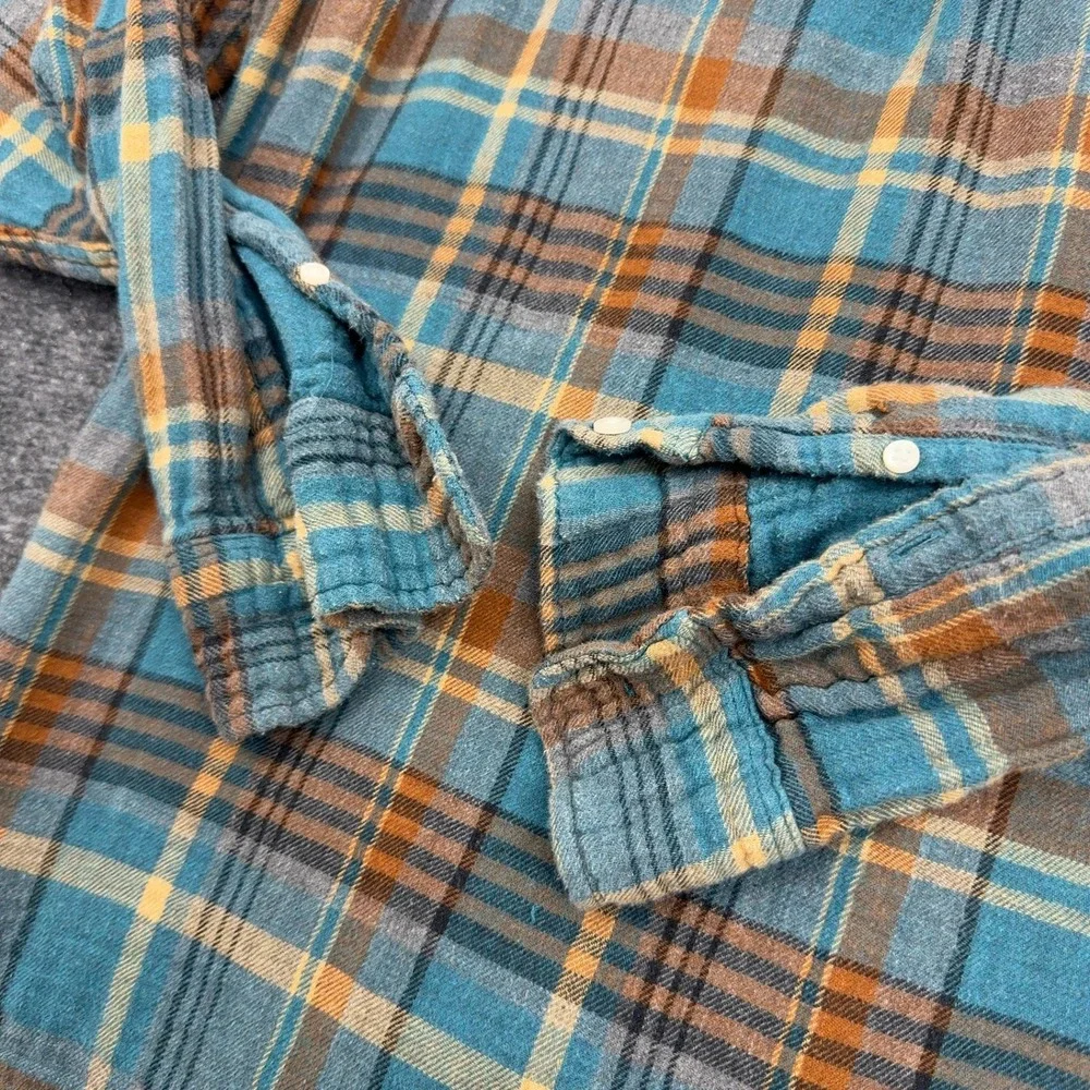 J Crew Button Down Shirt Mens XL Blue Cotton Plaid Slim Fit Flannel Casual